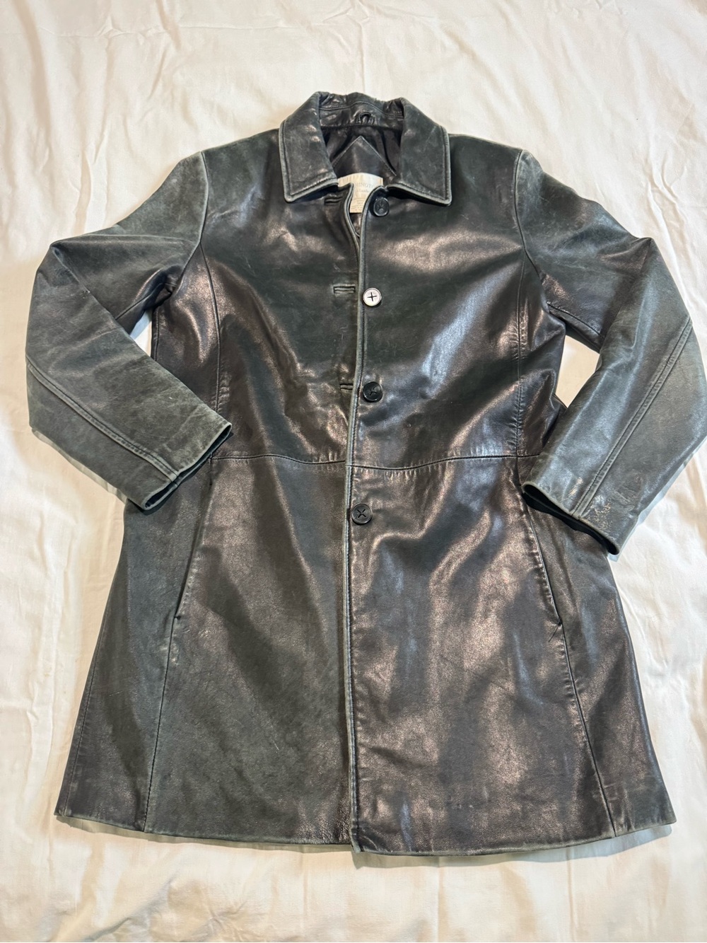 Vintage Worthington Genuine Lambskin Gray Leather Coat Jacket Small
